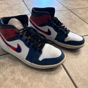 Jordan Men's Red, Blue, and White Sneakers